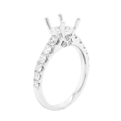 18K White Gold Semi Mount Ring