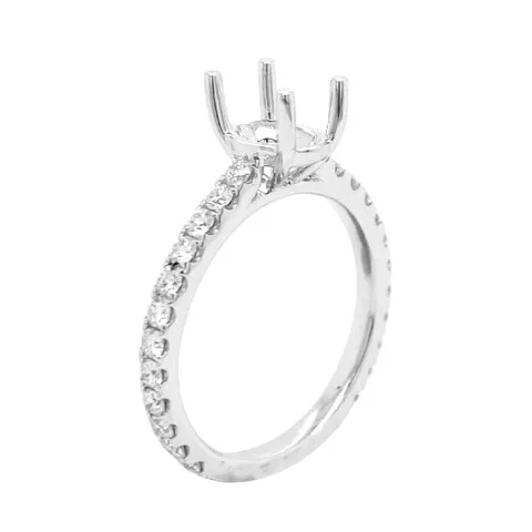 18K White Gold Semi Mount Ring