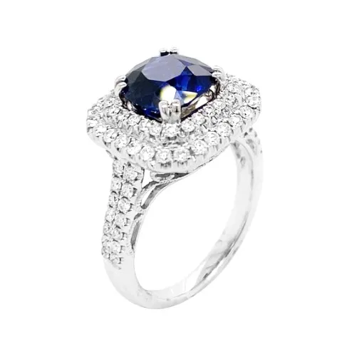 18K White Gold Sapphire Ring