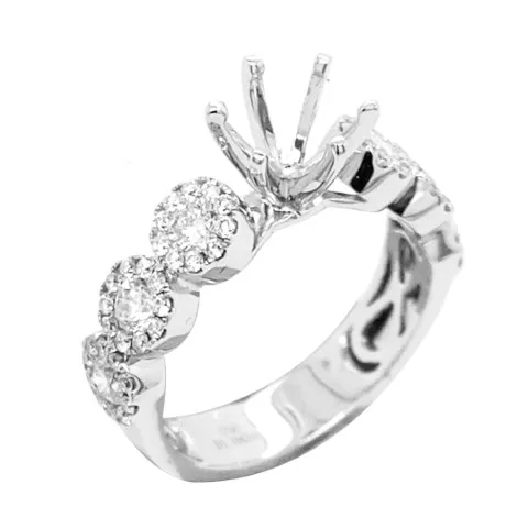 18K White Gold Semi Mount Ring