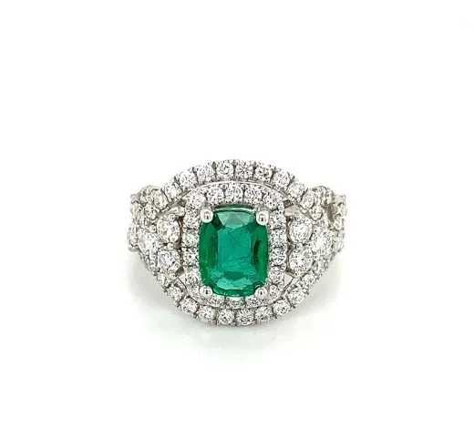 18K White Gold Emerald Ring