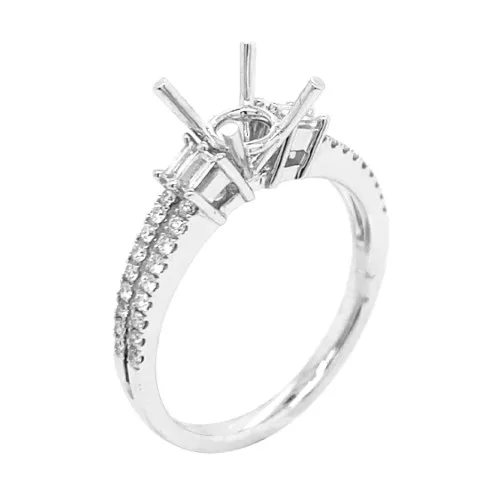18K White Gold Semi Mount Ring