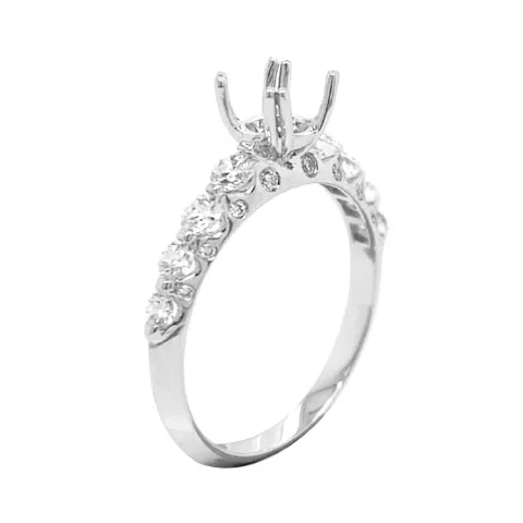 18K White Gold Semi Mount Ring