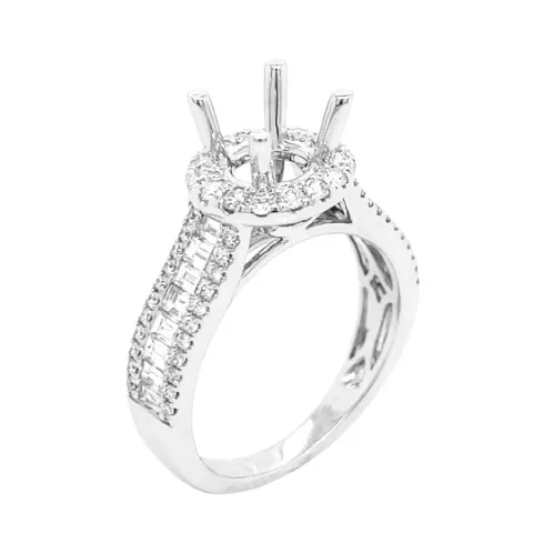 18K White Gold Semi Mount Ring