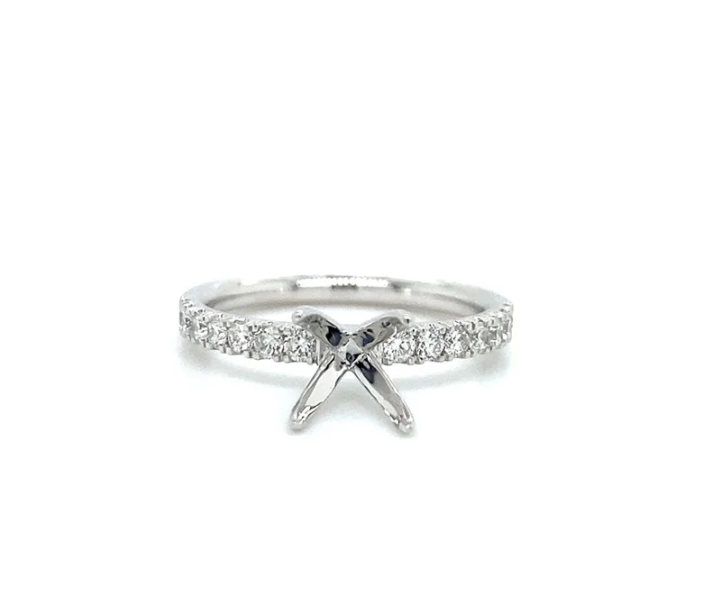 18K White Gold Semi Mount Ring
