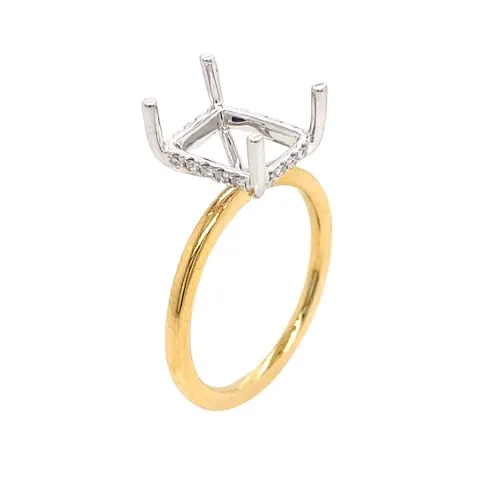 18K Two-Tone Gold Semi Mount Ring