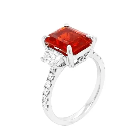 18K White Gold Fire Opal Ring