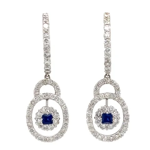 18K White Gold Sapphire Earrings