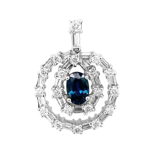 18K White Gold Sapphire Pendant