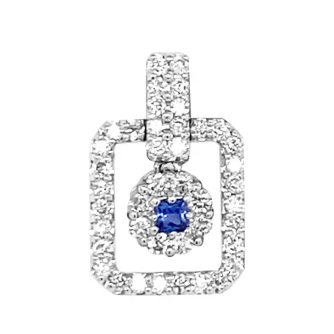 18K White Gold Sapphire Pendant
