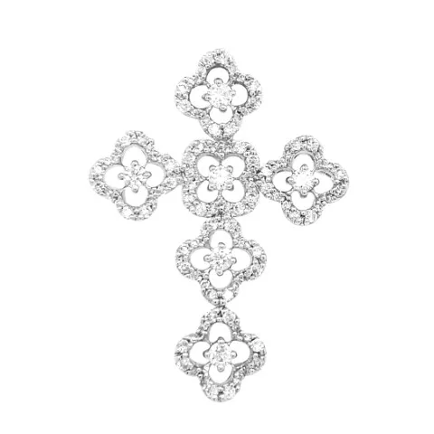 18K White Gold Diamond Cross Pendant