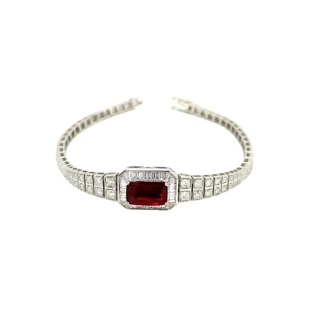 18K White Gold Ruby Bracelet