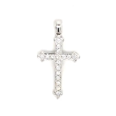 18K White Gold Cross Diamond Pendant