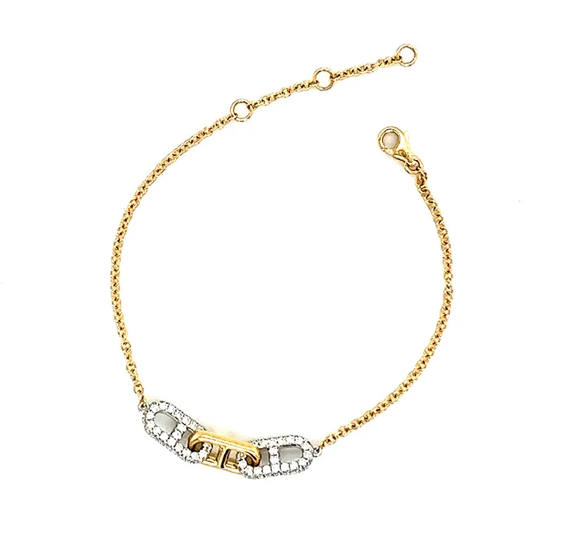 18K Yellow White Gold Diamond Bracelet