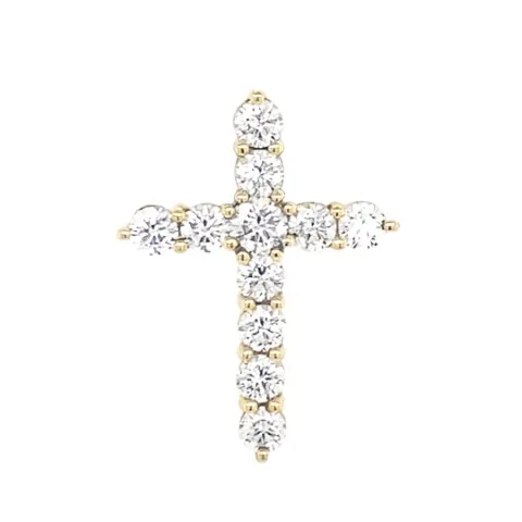 18K Yellow Gold Diamond Cross Pendant