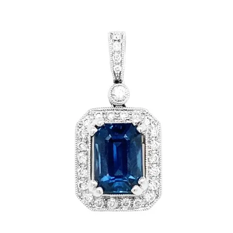 18K White Gold Sapphire Pendant