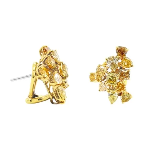 18K Yellow Gold Fancy Diamond Earrings
