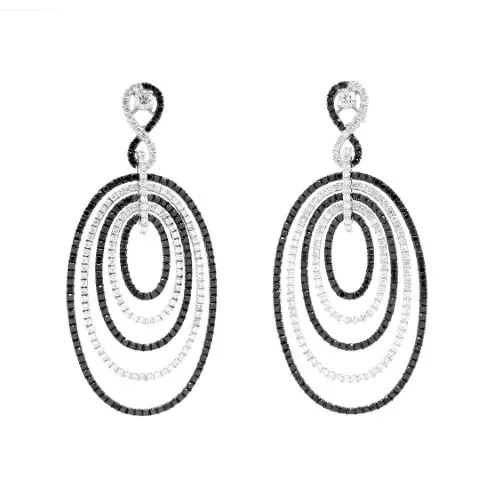 18K White Gold Black Diamond Earrings