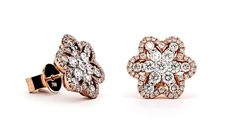 18K Rose Gold Diamond Earrings