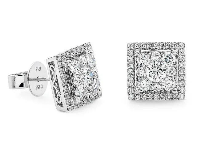 18K White Gold Diamond Earrings
