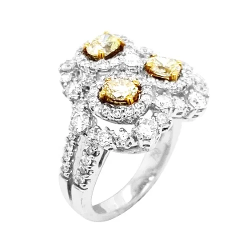 18K Two-Tone Gold Yellow Diamond Ring