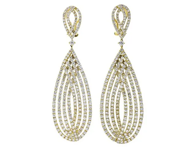 18K Yellow Gold Diamond Earrings