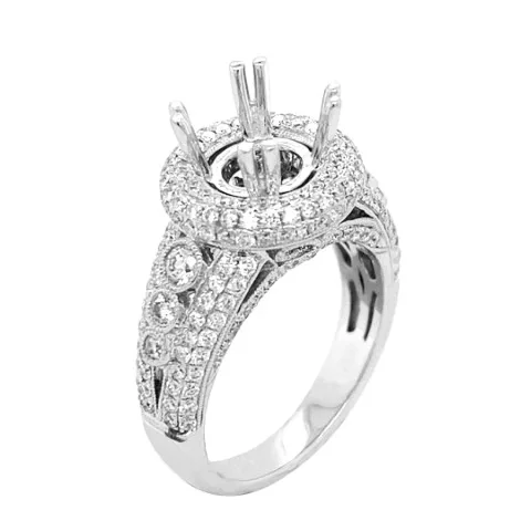 18K White Gold Semi Mount Ring