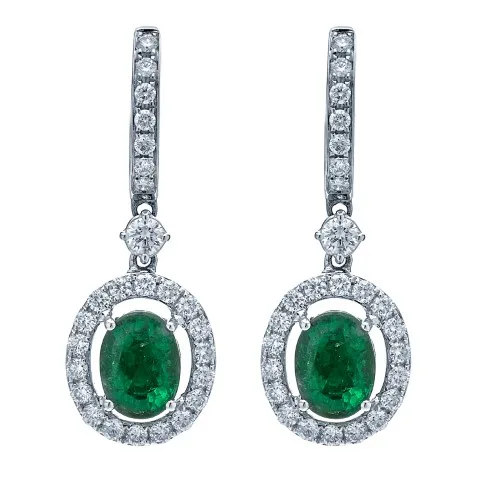 18K White Gold Emerald Earrings