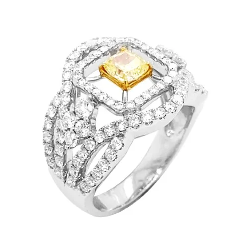 18K Two-Tone Gold Yellow Diamond Ring