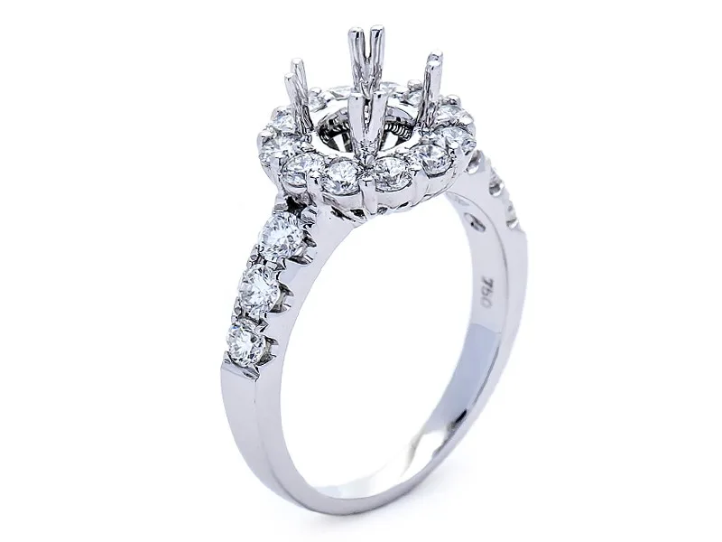 18K White Gold Semi Mount Ring