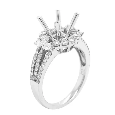 18K White Gold Semi Mount Ring