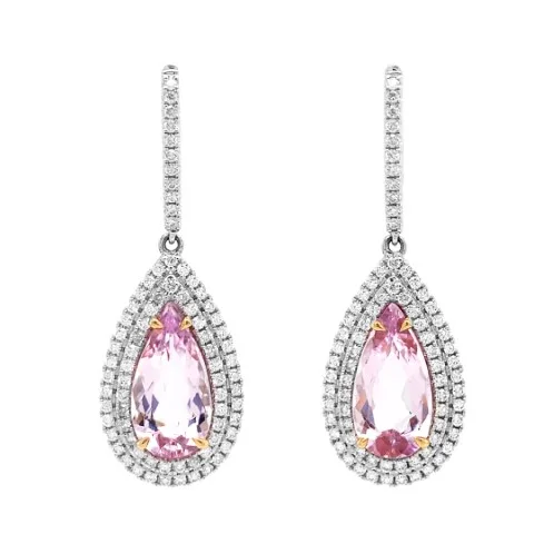 18K White Gold Morganite Earrings