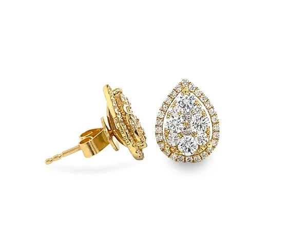 18K Yellow Gold Diamond Earrings