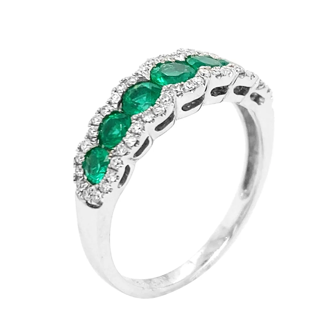 18K White Gold Emerald Band