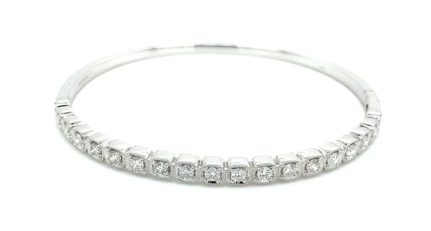 18K White Gold Diamond Bangle