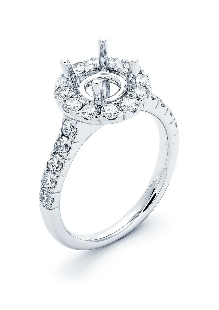 18K White Gold Semi Mount Ring