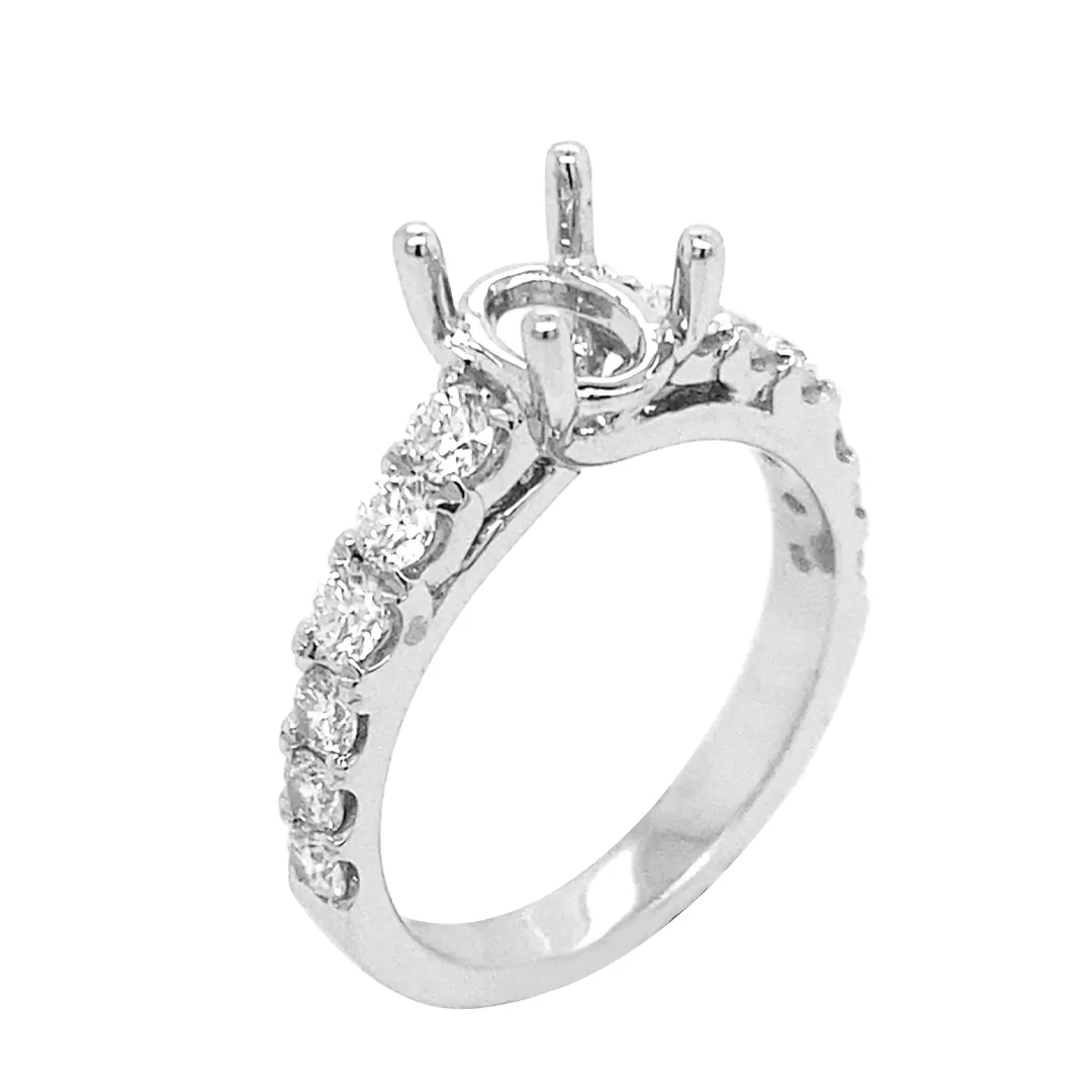 18K White Gold Semi Mount Ring