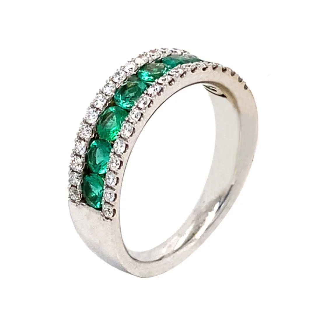 18K White Gold Emerald Band