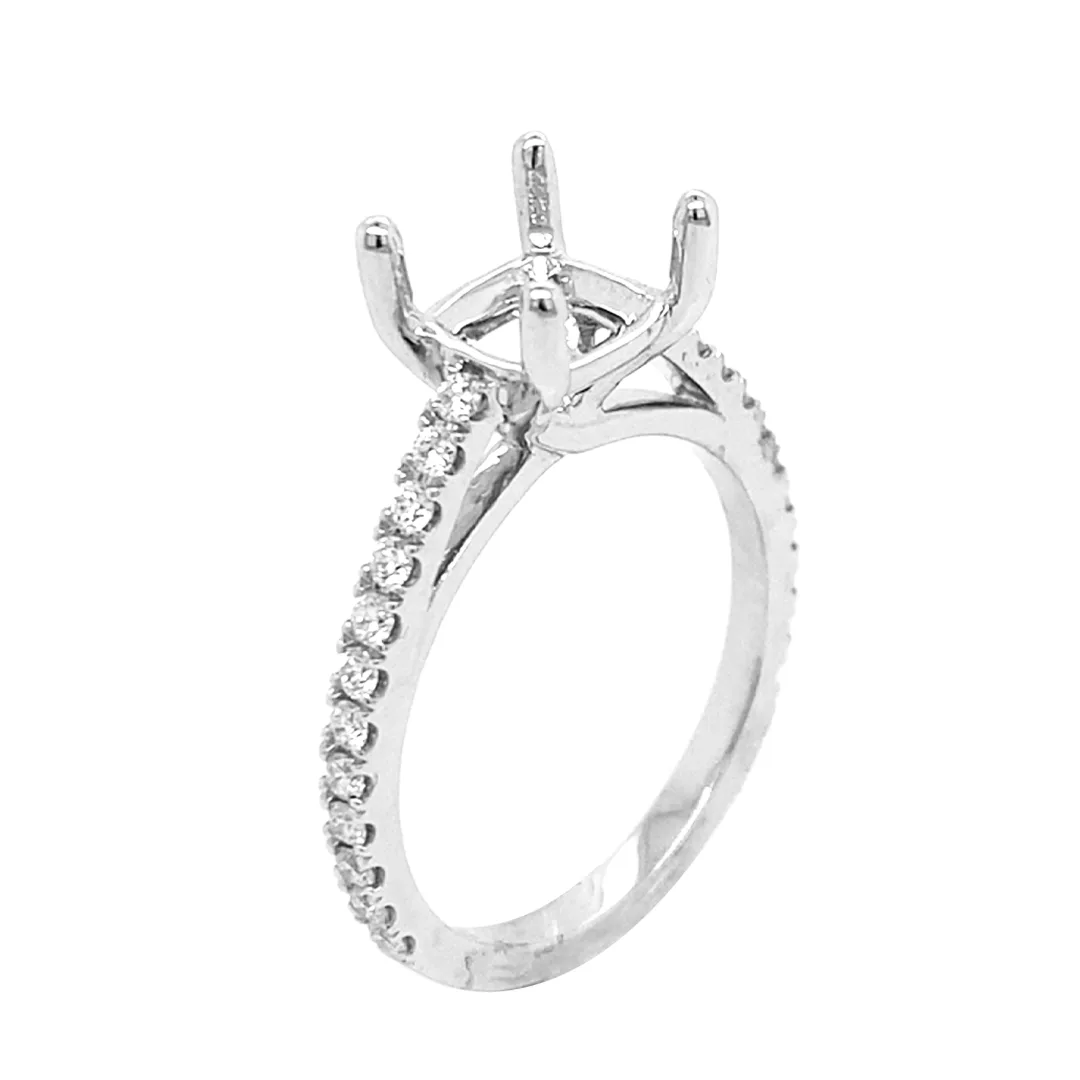 18K White Gold Semi Mount Ring