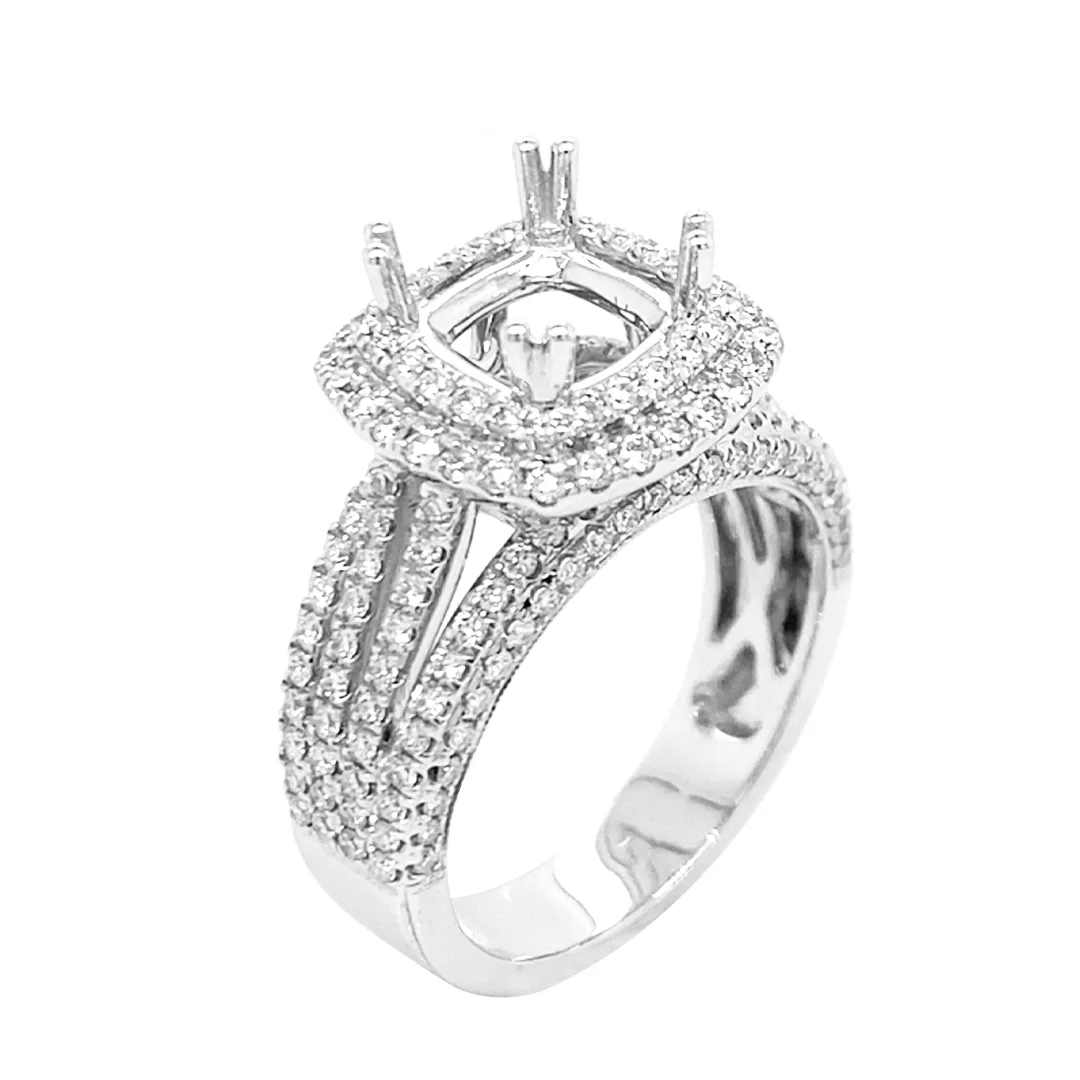 18K White Gold Semi Mount Ring