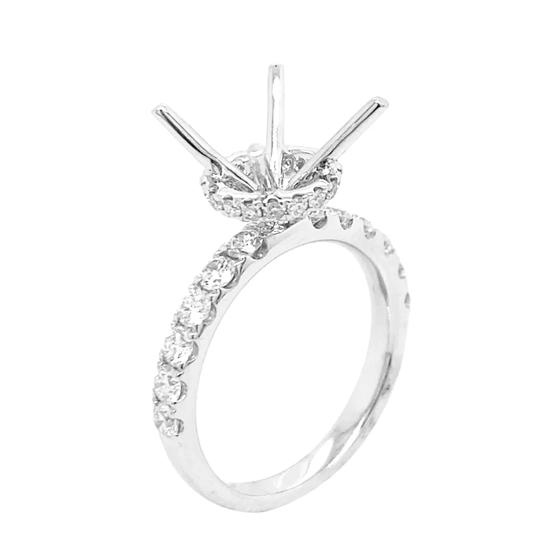 18K White Gold Semi Mount Ring