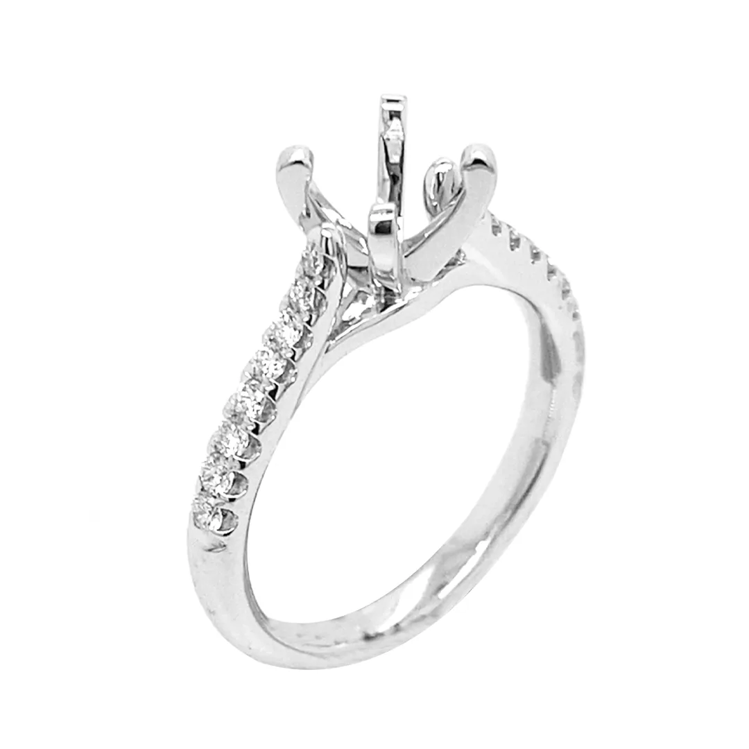 18K White Gold Semi Mount Ring