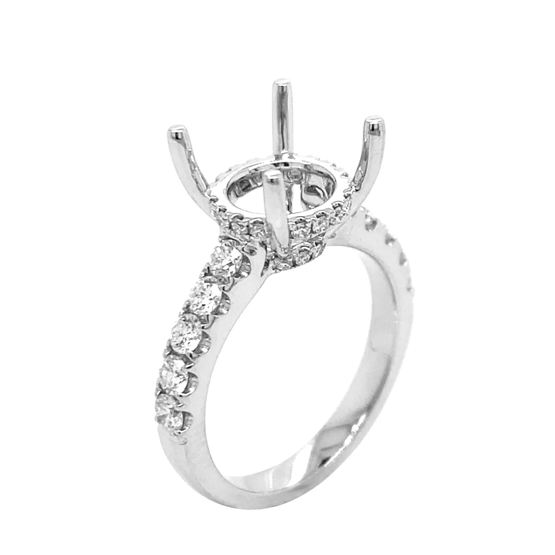18K White Gold Semi Mount Ring