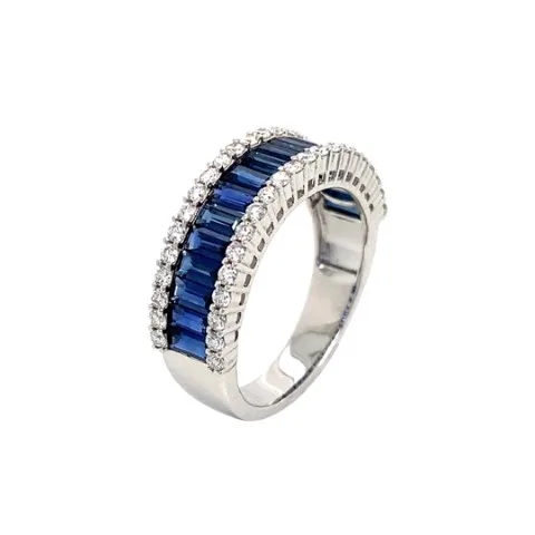 18K White Gold Sapphire Band