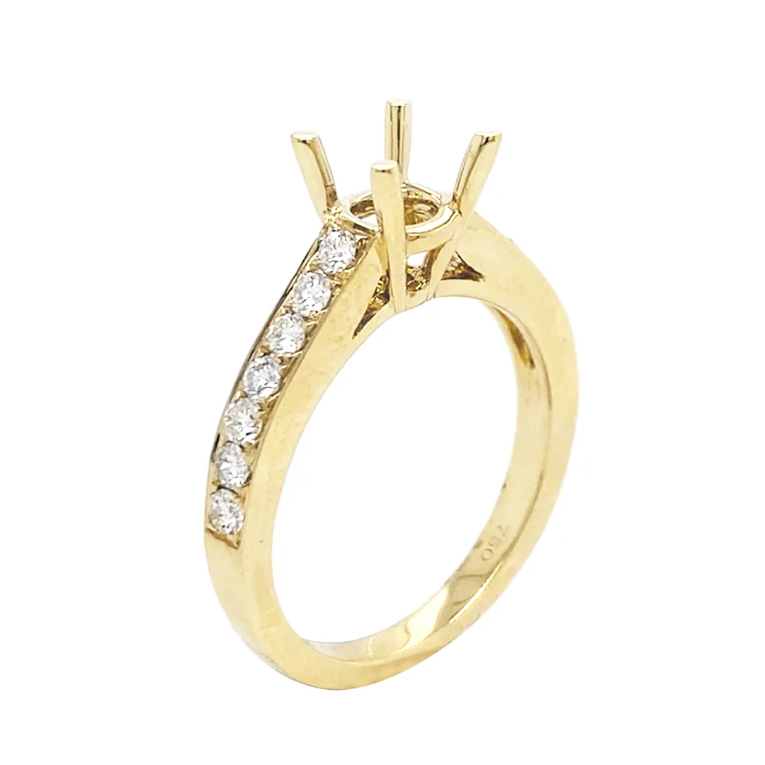 18K Yellow Gold Semi Mount Ring