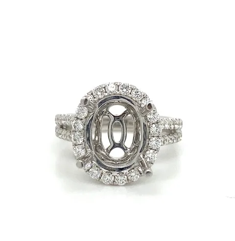 18K White Gold Semi Mount Ring