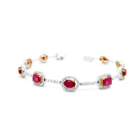 18K White Gold Ruby Bracelet