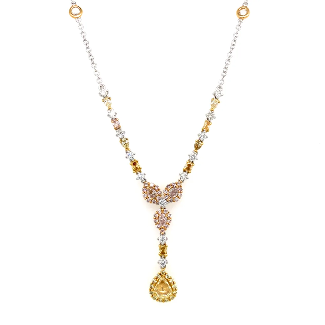 18K Tri-Color Diamond Necklace