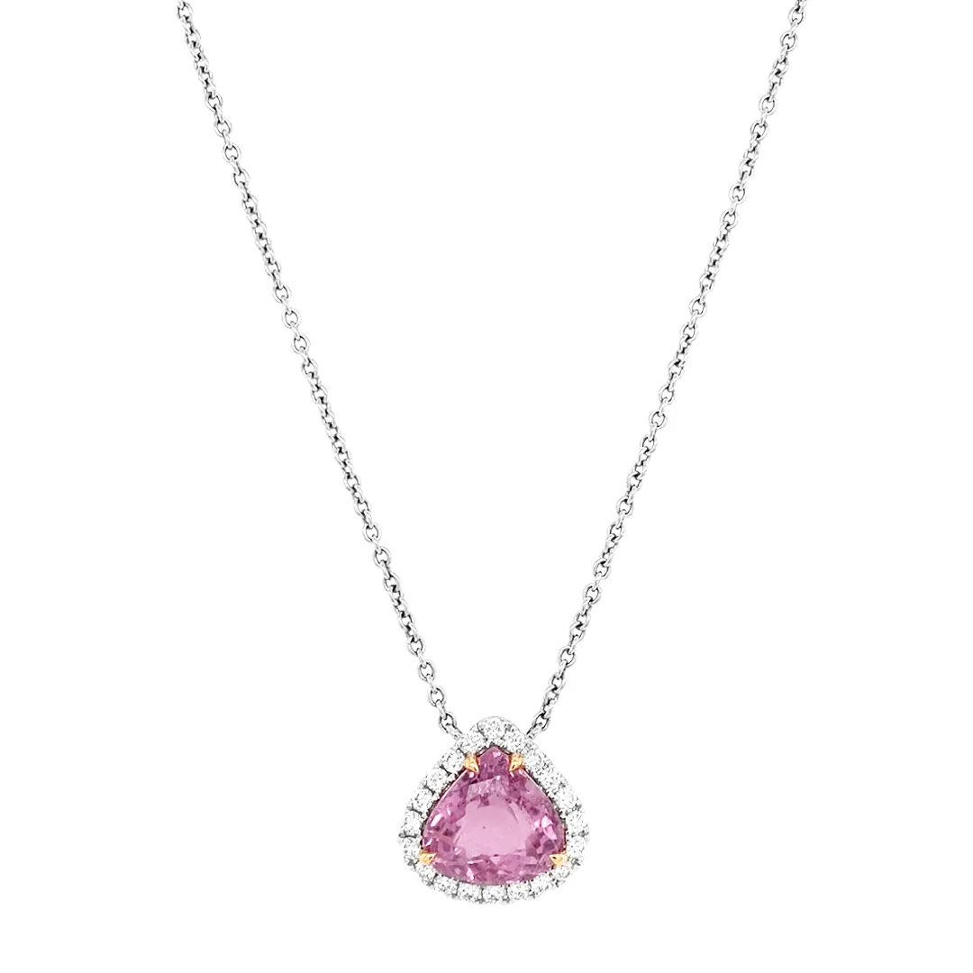 18K Two-Tone Gold Pink Tourmaline Necklace