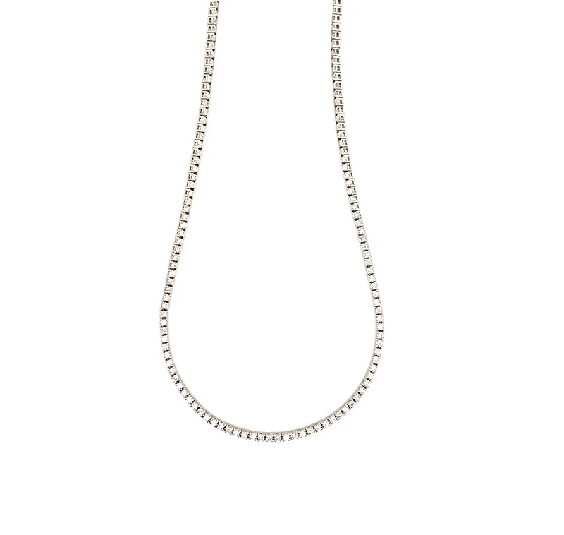 18K White Gold Tennis Necklace